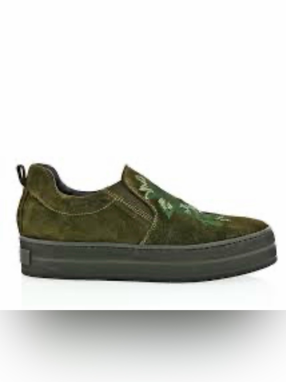 Gabriella Michel Green Suede Embroidered Rose Slip-On Sneakers EU Size 37
